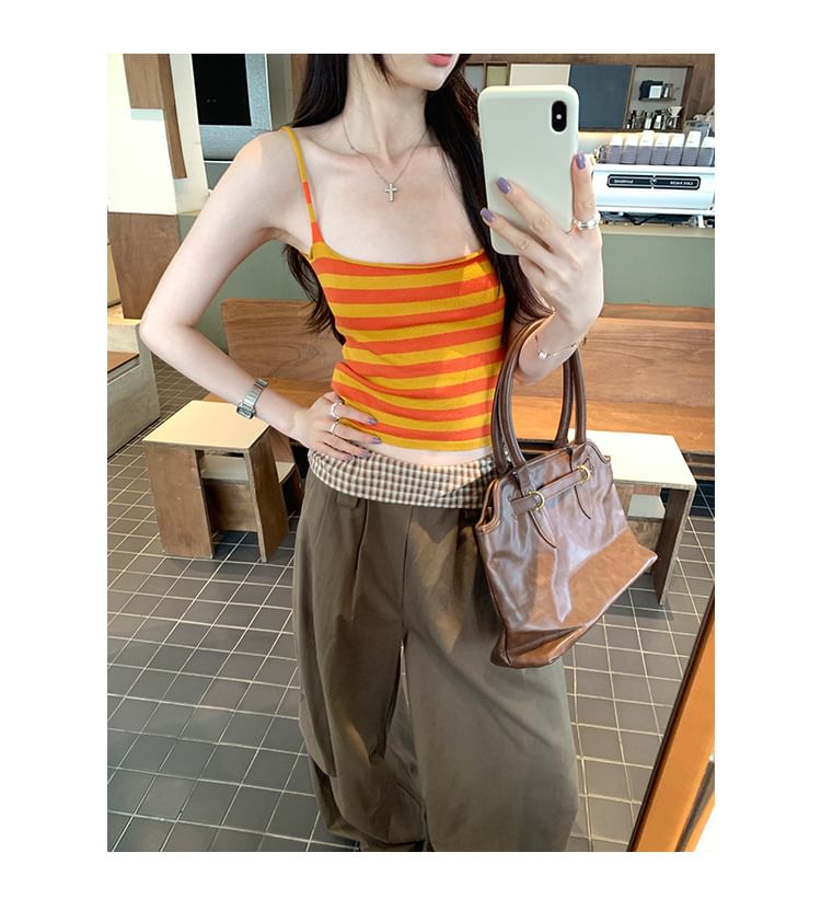 Striped Spaghetti Strap Scoop Neck Camisole