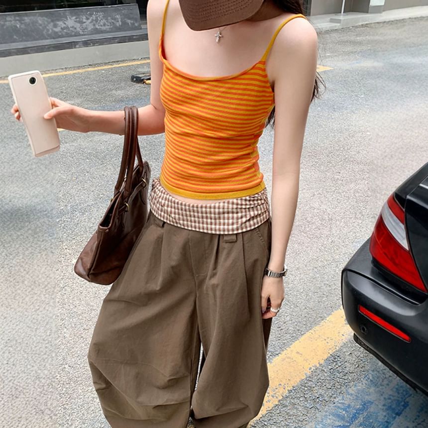 Striped Spaghetti Strap Scoop Neck Camisole