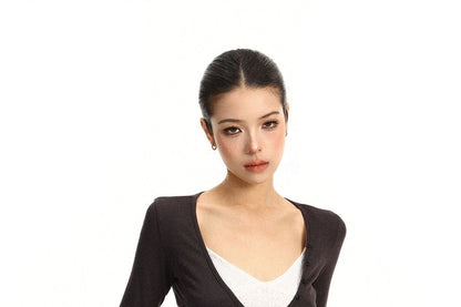 V-Neck Ruched Lace Slim Fit Crop Camisole