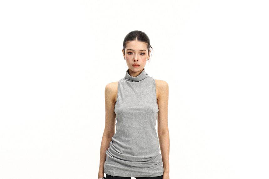 Turtleneck Twisted Racerback Slim Fit Tank Top