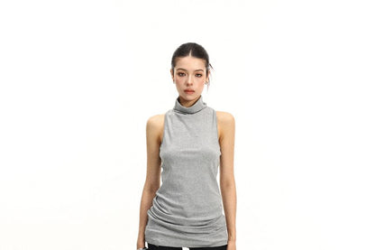 Turtleneck Twisted Racerback Slim Fit Tank Top