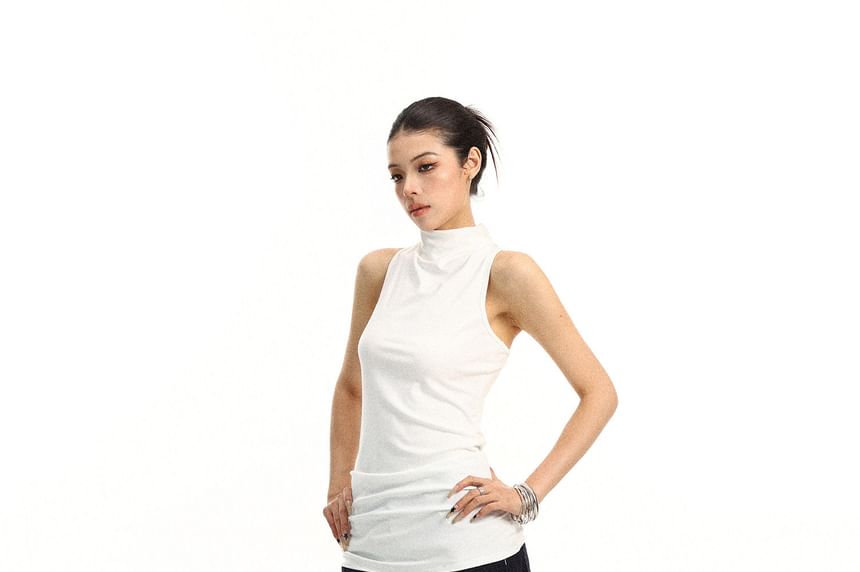 Turtleneck Twisted Racerback Slim Fit Tank Top