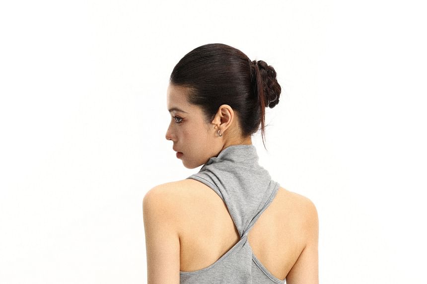 Turtleneck Twisted Racerback Slim Fit Tank Top