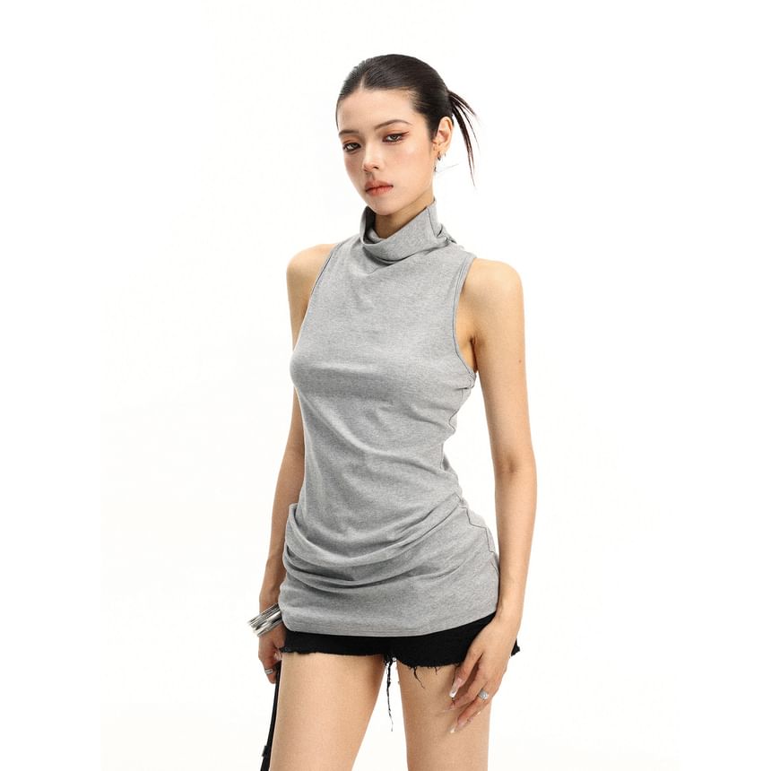 Turtleneck Twisted Racerback Slim Fit Tank Top