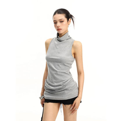 Turtleneck Twisted Racerback Slim Fit Tank Top