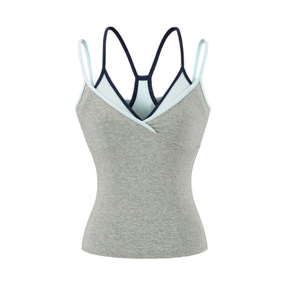 Spaghetti Strap V-Neck Mock Two Piece Camisole Top
