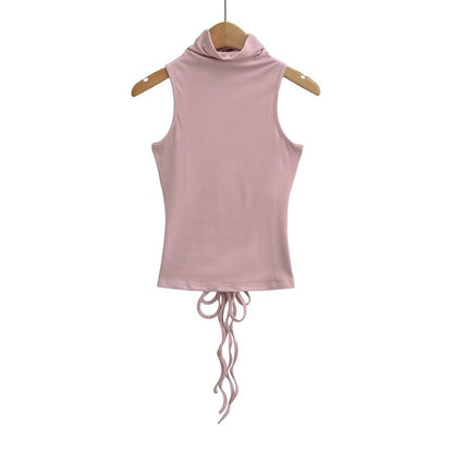 Sleeveless Mock Neck Plain Tank Top