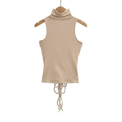 Sleeveless Mock Neck Plain Tank Top
