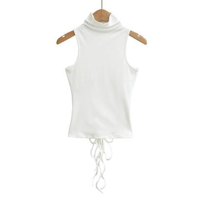 Sleeveless Mock Neck Plain Tank Top