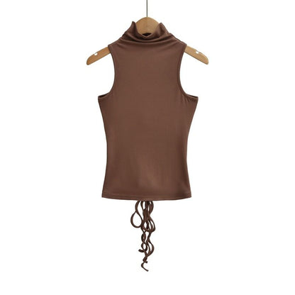 Sleeveless Mock Neck Plain Tank Top
