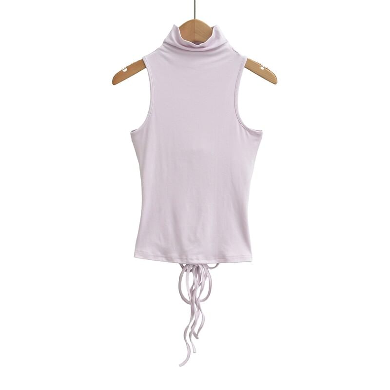 Sleeveless Mock Neck Plain Tank Top