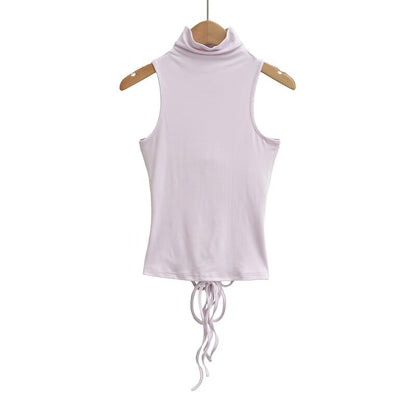Sleeveless Mock Neck Plain Tank Top