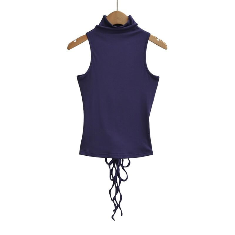 Sleeveless Mock Neck Plain Tank Top