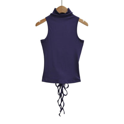 Sleeveless Mock Neck Plain Tank Top