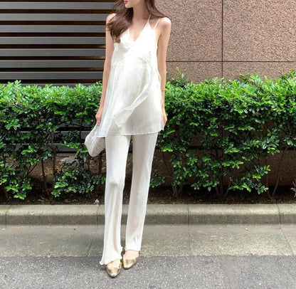 V-Neck Plain Flowy Camisole Top