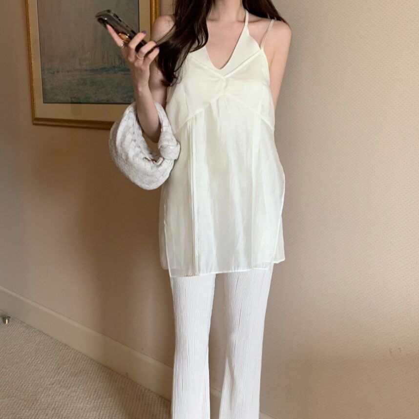 V-Neck Plain Flowy Camisole Top