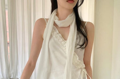 V-Neck Plain Ruffle Asymmetrical Camisole Top