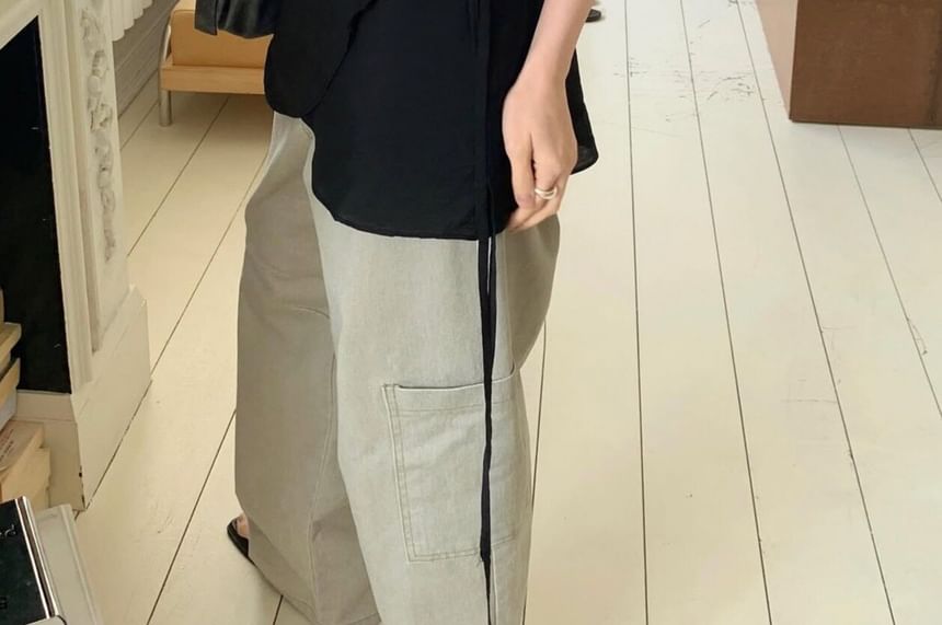 V-Neck Plain Ruffle Asymmetrical Camisole Top