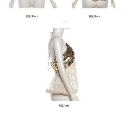 Sequined Flowy Halter Neck Top or Mini Pencil Skirt