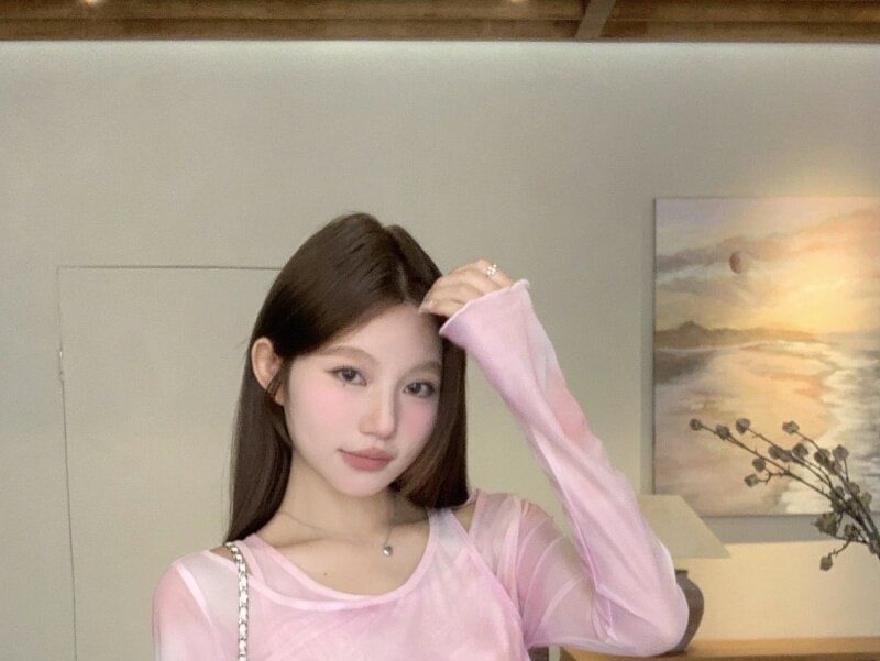 Long Sleeve Mock Two Piece Tie-Dye Tee