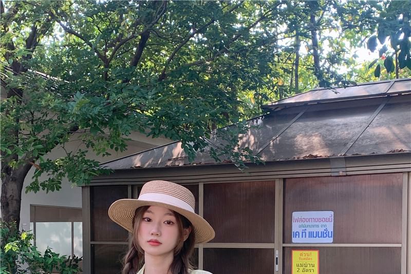 Plain Button-Up Shirt with Collar and Long Sleeves