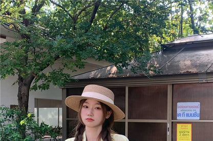 Plain Button-Up Shirt with Collar and Long Sleeves