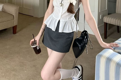 Square Neck Button Detail Spaghetti Strap Camisole