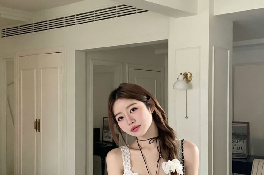 Square Neck Button Detail Spaghetti Strap Camisole