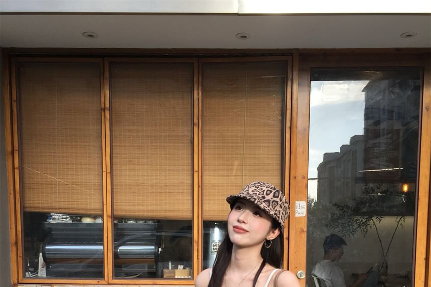 Leopard Panel Camisole with Snake Print Midi Skirt Set