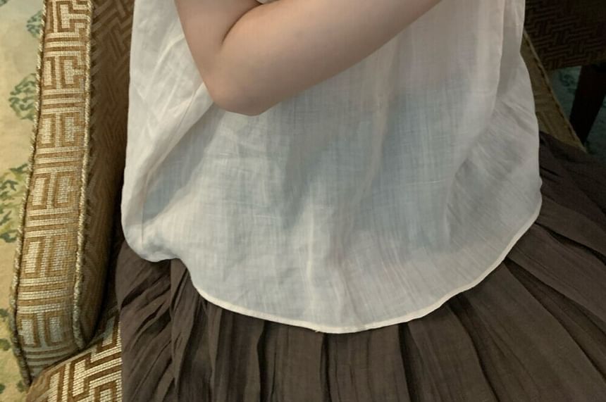 Short Sleeve Square Neck Lace Trim Top