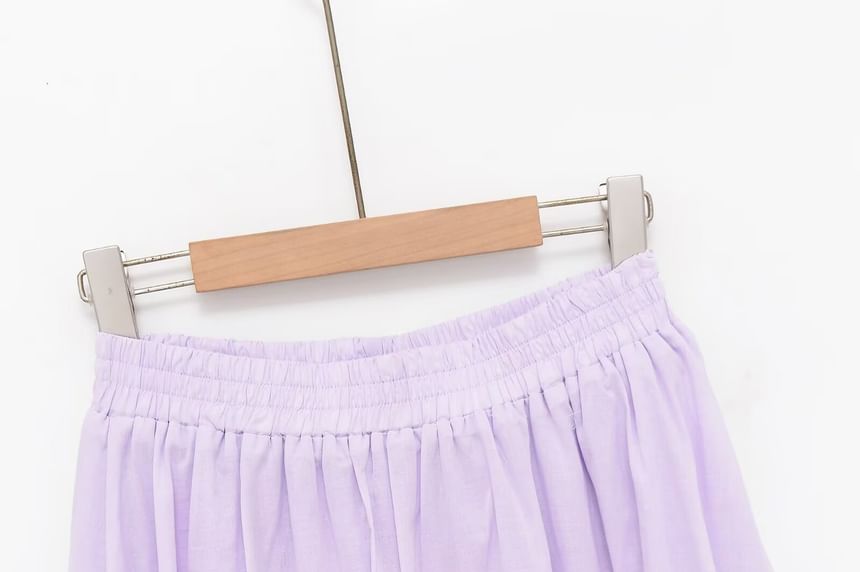 High Waist Plain Midi A-Line Skirt