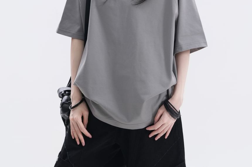 Oversized Two Tone Collared Polo Shirt with Elbow Sleeves