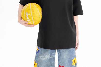 Oversized Plain Crew Neck Short Sleeve T-Shirt