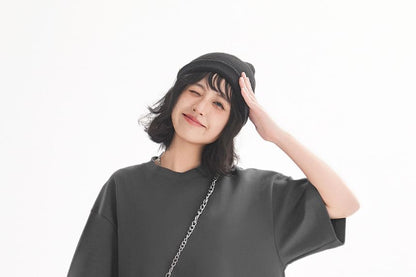 Oversized Plain Crew Neck Short Sleeve T-Shirt