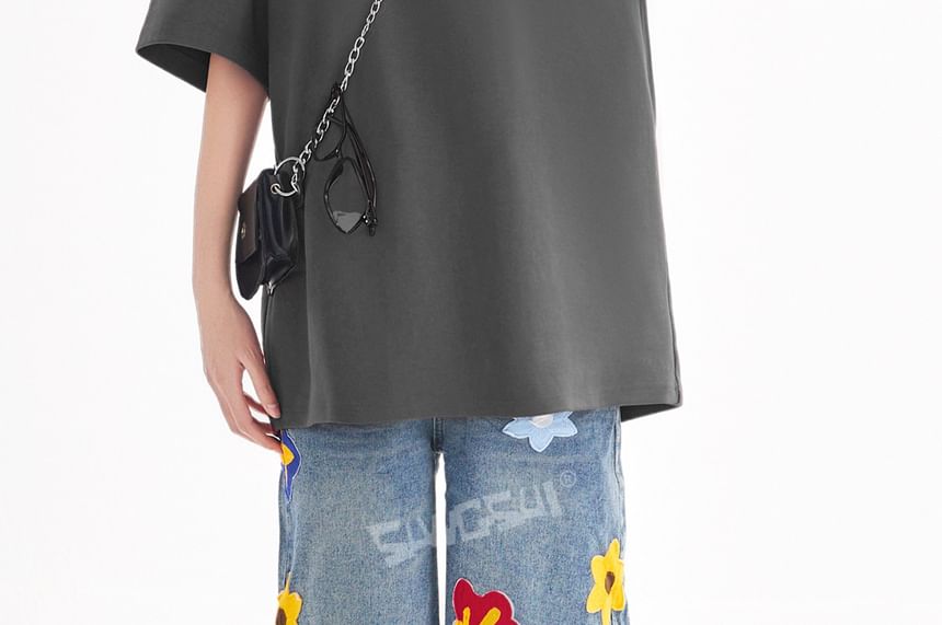 Oversized Plain Crew Neck Short Sleeve T-Shirt