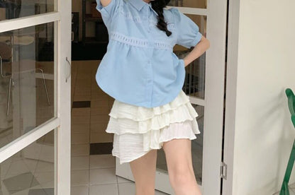 Puff Sleeve Striped Shirt