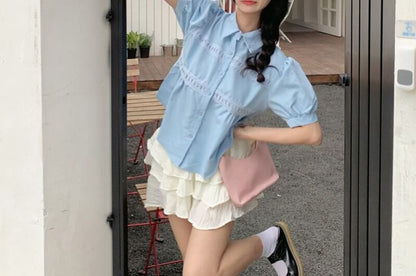 Puff Sleeve Striped Shirt