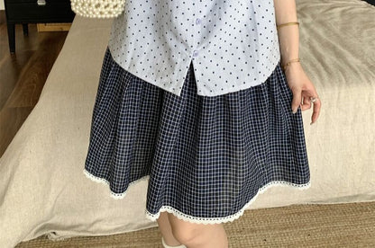 Set: Solid Camisole and Polka Dot Ruffle Camisole Top
