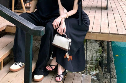 Matching Crew Neck T-Shirt and One-Shoulder Dress Set