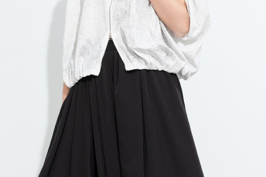 Dye Drawstring Zip Top with Batwing Sleeves
