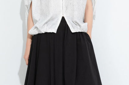 Dye Drawstring Zip Top with Batwing Sleeves