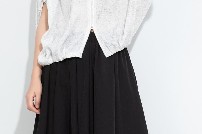 Dye Drawstring Zip Top with Batwing Sleeves