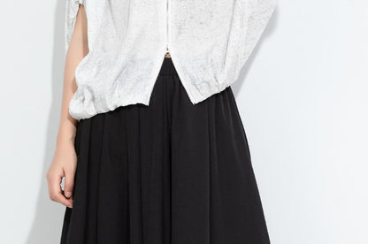 Dye Drawstring Zip Top with Batwing Sleeves