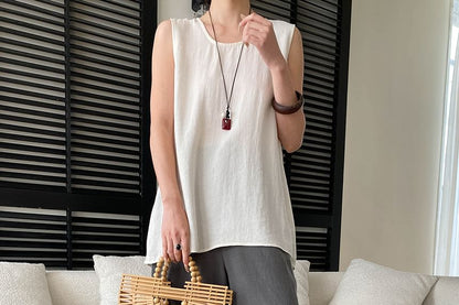 Sleeveless V-Neck Plain Top