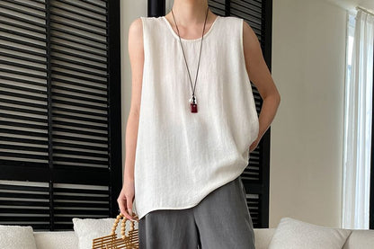 Sleeveless V-Neck Plain Top