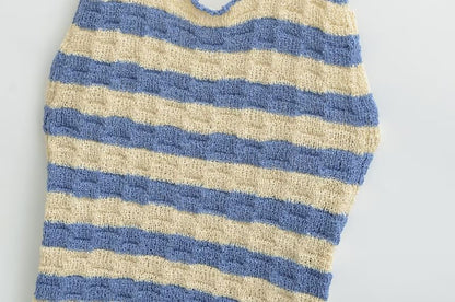 Halter Neck Striped Knit Top