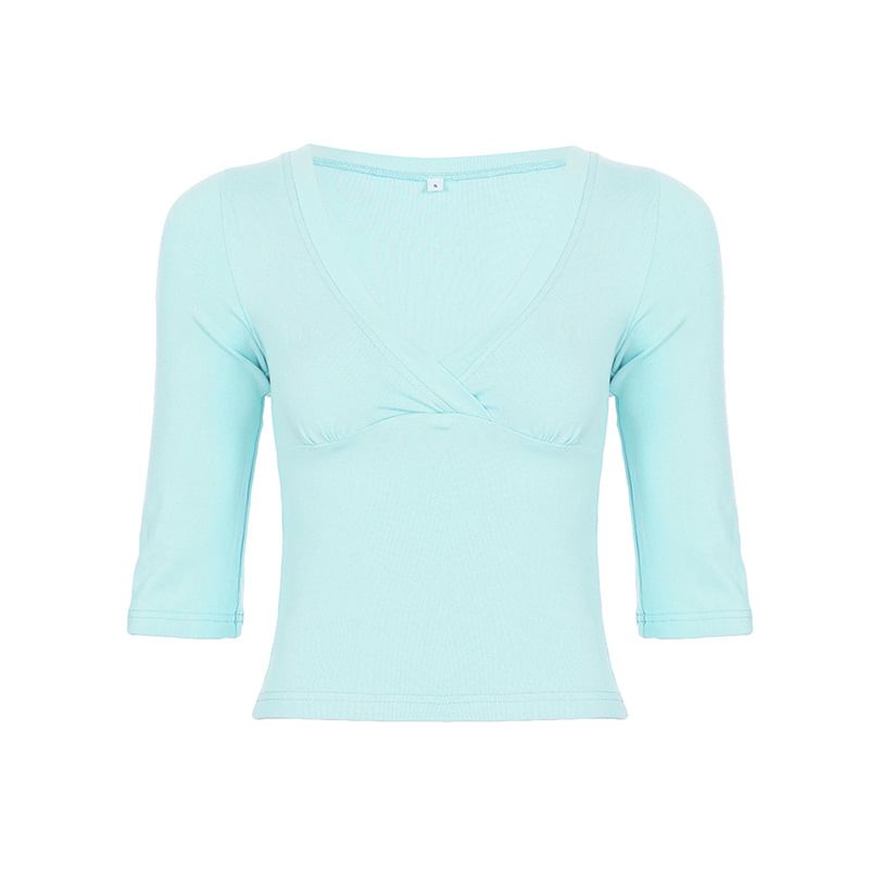V-Neck Slim-Fit Crop T-Shirt