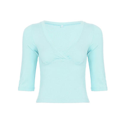V-Neck Slim-Fit Crop T-Shirt