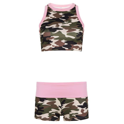 Camouflage Crop Tank and Shorts Set