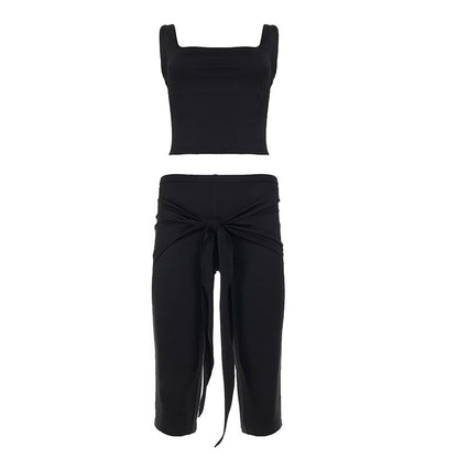 Square-Neck Tank and Knotted Capri Set